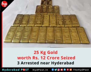 Read more about the article 25 Kg Gold worth Rs 12 Crore Seized, 3 Arrested near Hyderabad