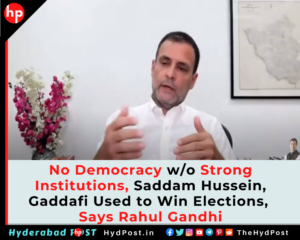Read more about the article No Democracy w/o Strong Institutions, Saddam Hussein, Gaddafi Used to Win Elections, Says Rahul Gandhi