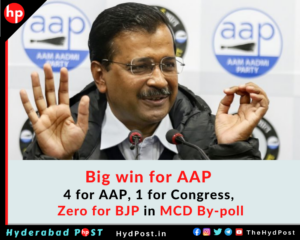 Read more about the article Big win for AAP 4 for AAP, 1 for Congress, Zero for BJP, MCD By-poll