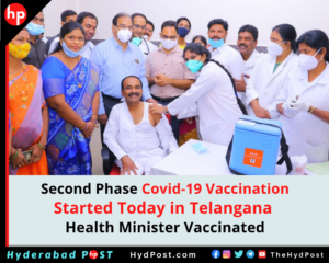 Read more about the article Second Phase Covid-19 Vaccination, Started Today in Telangana, Health Minister Vaccinated