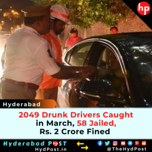 Read more about the article Hyderabad: 2049 Drunk Drivers Caught in March, 58 Jailed, Rs 2 Crore Fined