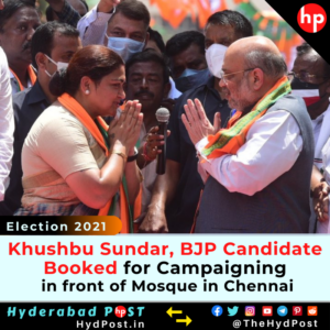 Read more about the article Khushbu Sundar, BJP Candidate Booked for Campaigning in front of Mosque in Chennai