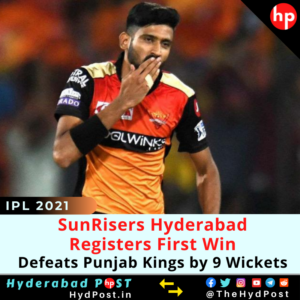 Read more about the article IPL 2021: SunRisers Hyderabad Registers First Win, Defeats Punjab Kings by 9 Wickets