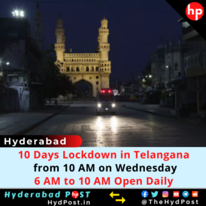 Read more about the article Lockdown in Telangana from 10AM on Wednesday, May 12 for 10 Days