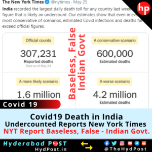 Read more about the article Covid19 Death in India Undercounted Reports NewYork Times, NYT Report Baseless, False – Indian Govt.