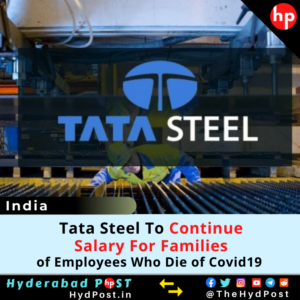 Read more about the article Tata Steel To Continue Salary For Families of Employees Who Die of Covid19