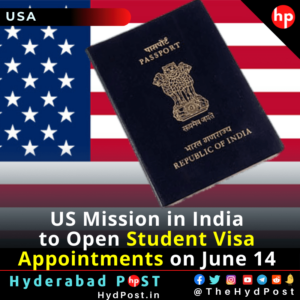 Read more about the article US Mission in India to Open Student Visa Appointments on June 14