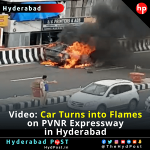 Read more about the article Video: Car Turns into Flames on PVNR Expressway in Hyderabad