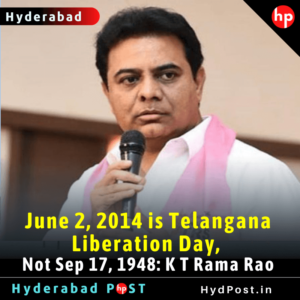 Read more about the article June 2, 2014 is Telangana Liberation Day, Not Sep 17, 1948: KTR
