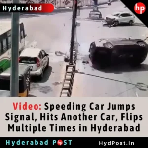 Read more about the article Video: Speeding Car Jumps Signal, Hits Another Car, Flips Multiple Times in Hyderabad