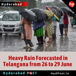 Read more about the article Heavy Rain Forecasted in Telangana from 26-29 June