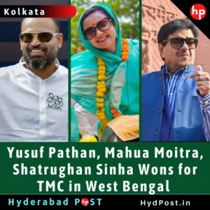 Read more about the article Yusuf Pathan, Mahua Moitra, Shatrughan Sinha Wons for TMC in West Bengal