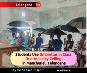 Read more about the article Students Use Umbrellas in Class Due to Leaky Ceiling in Mancherial, Telangana