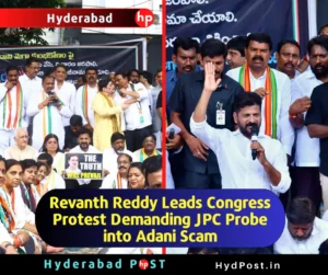 Read more about the article Revanth Reddy Leads Congress Protest Demanding JPC Probe into Adani Scam