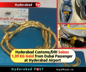 Read more about the article Hyderabad Customs/DRI Seizes 1.39 KG Gold from Dubai Passenger at Hyderabad Airport