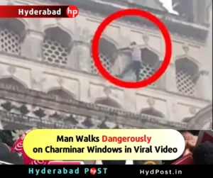 Read more about the article Man Walks Dangerously on Charminar Windows in Viral Video