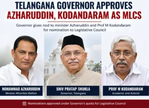 Read more about the article Telangana Governor Approves Azharuddin, Kodandaram as MLCs