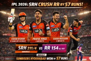 Read more about the article IPL 2026: SRH crush RR by 57 runs as Kishan, Hinge and Hussain shine
