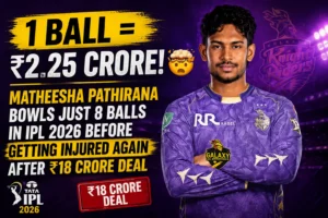 Read more about the article 1 Ball = ₹2.25 Crore! Matheesha Pathirana Bowls Just 8 Balls in IPL 2026 Before Getting Injured Again After ₹18 Crore Deal