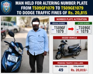 Read more about the article Man Held for Tampering Number Plate to Escape Traffic Challans