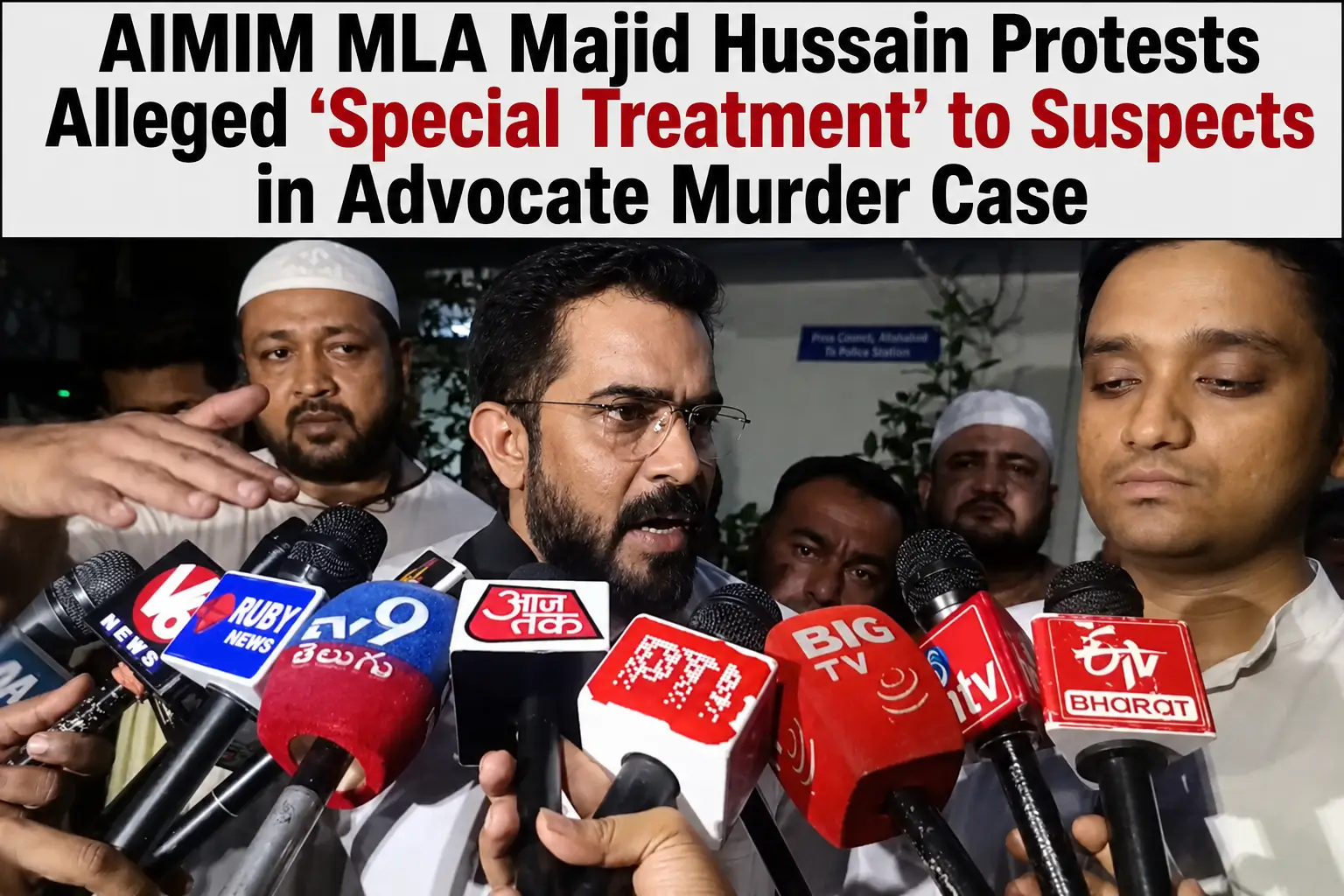 AIMIM MLA Majid Hussain Protests Alleged...